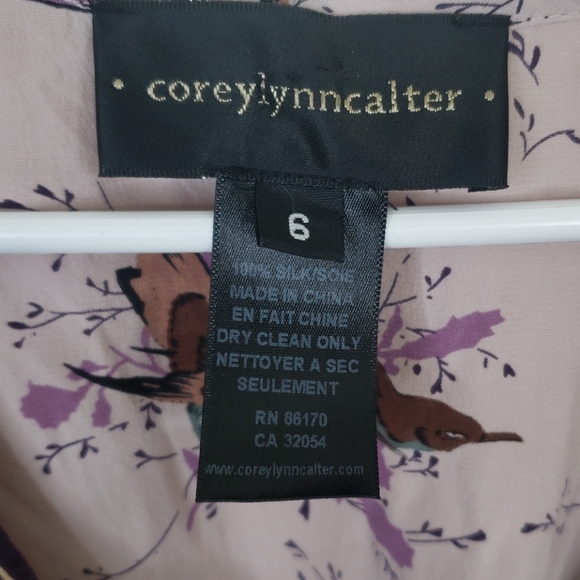 Corey Lynn Calter Silk Bird Printed Anthro Shirt - Picture 3 of 4